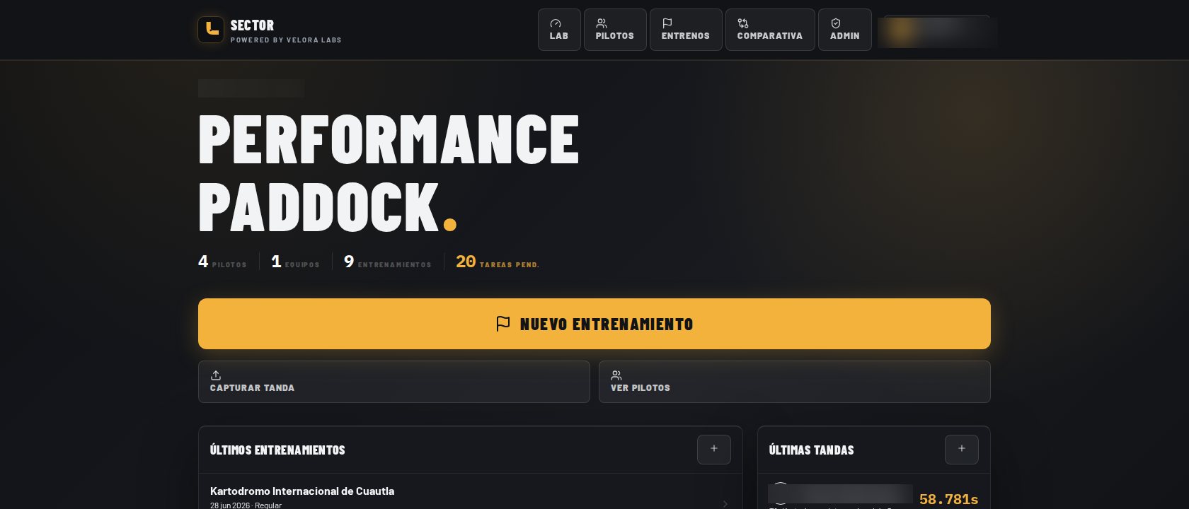 Dashboard de Sector para Edel Racing Team